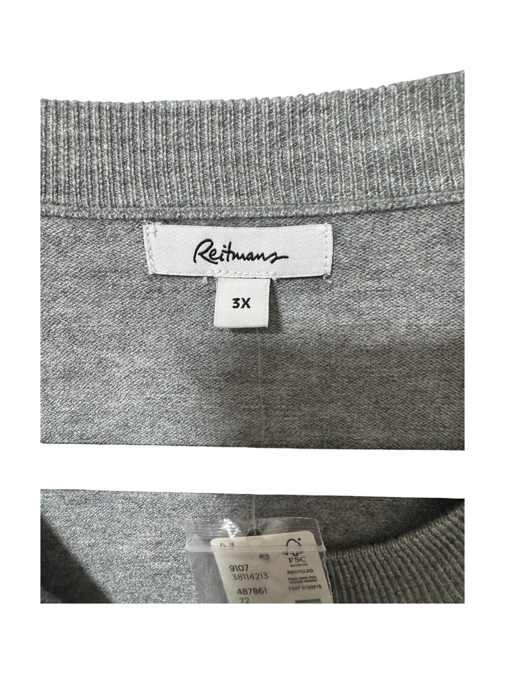 Reitmans Gray Ribbed-Neck Knit Top - Picture 3 of 7